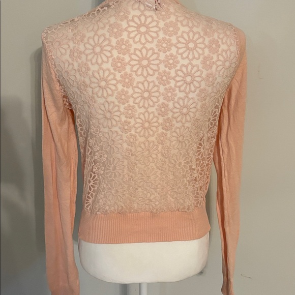 Bongo Peach Lace Back Button Front Cardigan Sweater Medium - Picture 5 of 9